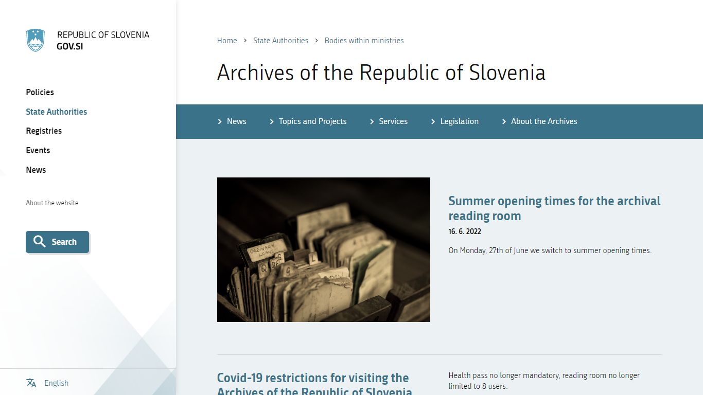 Archives of the Republic of Slovenia | GOV.SI