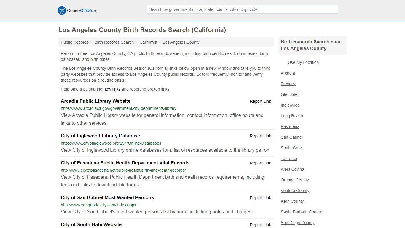 Birth Records Search - Los Angeles County, CA (Birth ...